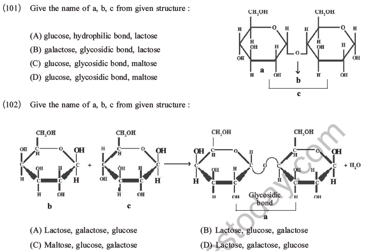 NEET Biology Biomolecules MCQs Set C, Multiple Choice Questions